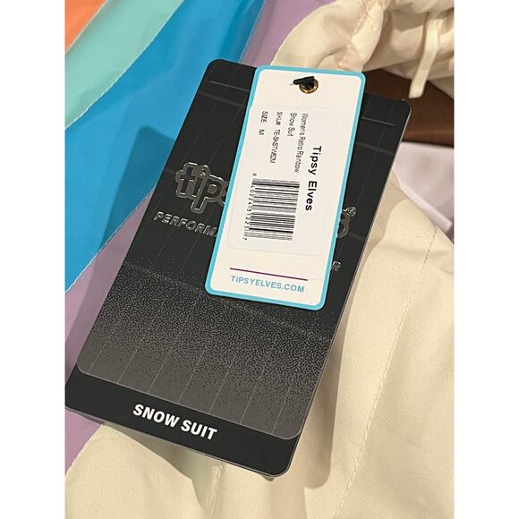 TIPSY ELVES Sz M Medium Rainbow Stripe Retro Snowsuit NWT - Picture 4 of 11